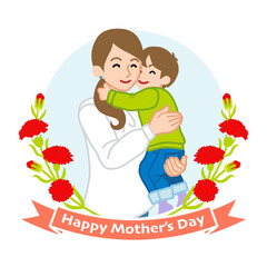 Mother hugging a son - Mother's day clip art