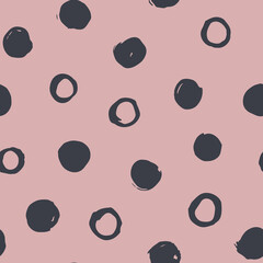 Polka dot seamless vector pattern. Trendy color pattern for wallpaper, textile and prints. Contemporary abstract vector illustration. Modern vector backdrop with ink circles in grunge style