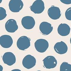 Hand drawn seamless vector pattern with abstract circles. Trendy colored vector background for prints, textile and wallpaper. Modern backdrop in grunge style. Simple decorative dots pattern