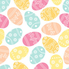 Seamless vector background with Easter eggs. Vector Easter illustration for decorating fabrics, wallpaper, napkins, wrapping paper, bags in pastel colors.