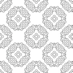 Geometric vector pattern with triangular elements. Seamless abstract ornament for wallpapers and backgrounds. Black and white colors.
