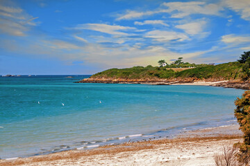 Saint Jacut de la mer. La plage au lever du soleil, Côtes-d'Armor. Bretagne	