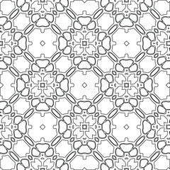 Geometric vector pattern with triangular elements. Seamless abstract ornament for wallpapers and backgrounds. Black and white colors.
