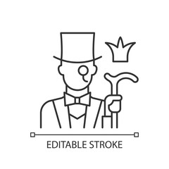 Aristocratic elite linear icon. Posh gentleman with monocle. Rich person. Upper social class. Thin line customizable illustration. Contour symbol. Vector isolated outline drawing. Editable stroke