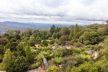 Scenic view of the the Blue Mountains at the Botanic Garden near Sydney, Australia.