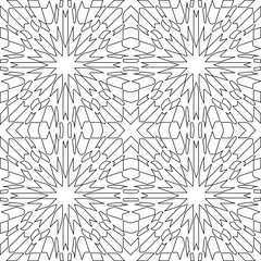 Geometric vector pattern with triangular elements. Seamless abstract ornament for wallpapers and backgrounds. Black and white colors.
