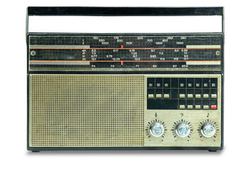 Vintage radio on a white background. Isolated.