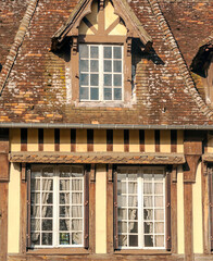 Windows in stone wall