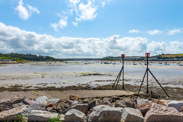 Instow village on the estuary, where rivers Taw and Torridge meet, looking towards Appledore, North Devon, South West, England, UK.
