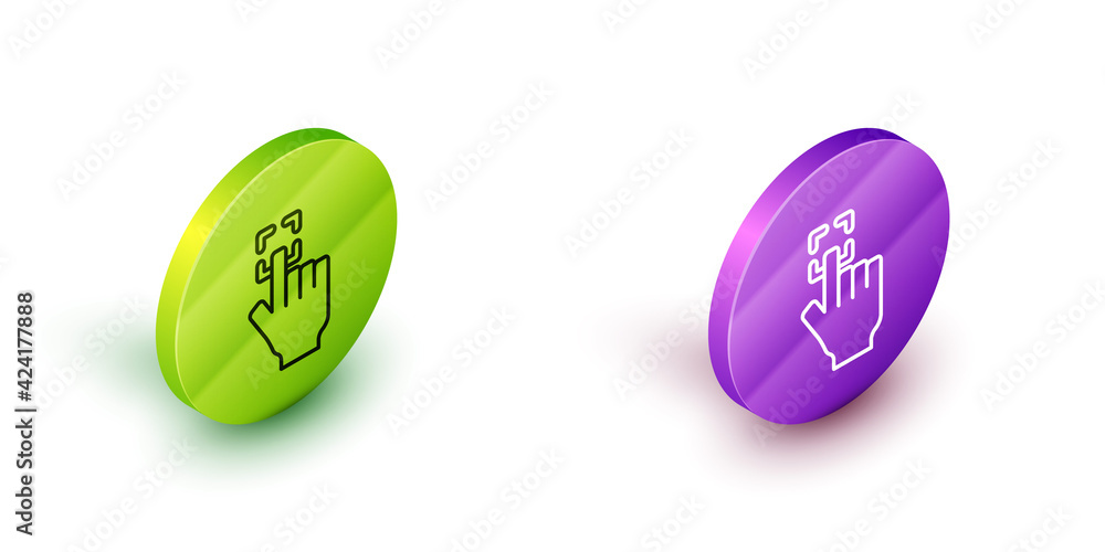 Poster isometric line fingerprint icon isolated on white background. id app icon. identification sign. touc