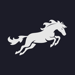 Jumping horse logo on black