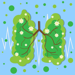Lungs tree with flowers illustration