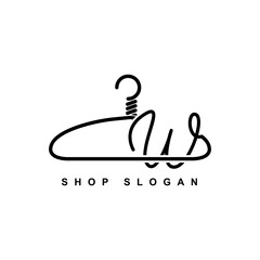illustration of minimalist botique logo design . the elegant wire hanger icon