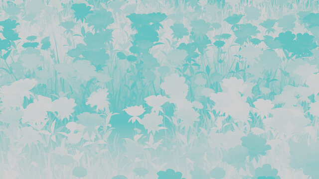 Multicolored Floral background. Cyan and Grey colored wallpaper design with Flowers. 3D Render