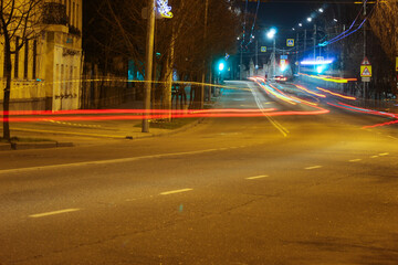 night road of city streets.