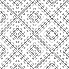 Geometric vector pattern with triangular elements. Seamless abstract ornament for wallpapers and backgrounds. Black and white colors.
