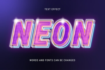 futuristic neon text effect 100% editable isolated on dark background vector image	