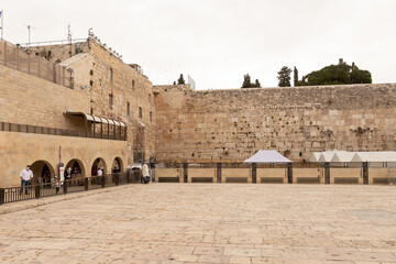 An empty square near the Western Wall in the old city of Jerusalem, Israel