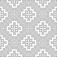 Geometric vector pattern with triangular elements. Seamless abstract ornament for wallpapers and backgrounds. Black and white colors.
