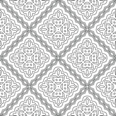 Geometric vector pattern with triangular elements. Seamless abstract ornament for wallpapers and backgrounds. Black and white colors.
