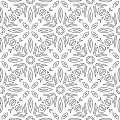 Geometric vector pattern with triangular elements. Seamless abstract ornament for wallpapers and backgrounds. Black and white colors.
