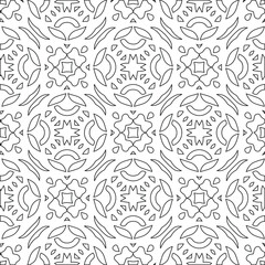 Geometric vector pattern with triangular elements. Seamless abstract ornament for wallpapers and backgrounds. Black and white colors.
