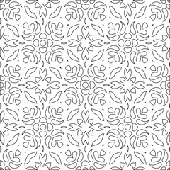Geometric vector pattern with triangular elements. Seamless abstract ornament for wallpapers and backgrounds. Black and white colors.
