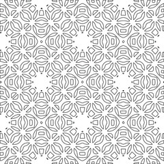 Geometric vector pattern with triangular elements. Seamless abstract ornament for wallpapers and backgrounds. Black and white colors.
