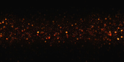 Golden bokeh glitter bokeh effect black background 3d illustration