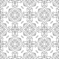 Geometric vector pattern with triangular elements. Seamless abstract ornament for wallpapers and backgrounds. Black and white colors.

