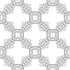 Geometric vector pattern with triangular elements. Seamless abstract ornament for wallpapers and backgrounds. Black and white colors.
