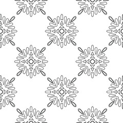 Geometric vector pattern with triangular elements. Seamless abstract ornament for wallpapers and backgrounds. Black and white colors.
