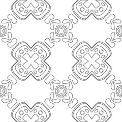Geometric vector pattern with triangular elements. Seamless abstract ornament for wallpapers and backgrounds. Black and white colors.
