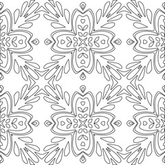 Geometric vector pattern with triangular elements. Seamless abstract ornament for wallpapers and backgrounds. Black and white colors.

