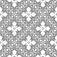 Geometric vector pattern with triangular elements. Seamless abstract ornament for wallpapers and backgrounds. Black and white colors.
