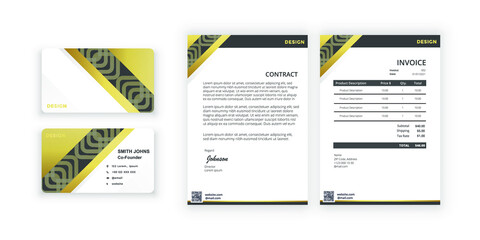 Business card and blank. Simple colorful design. Vector illustration. Modern minimalist template. Document design template for office, company.