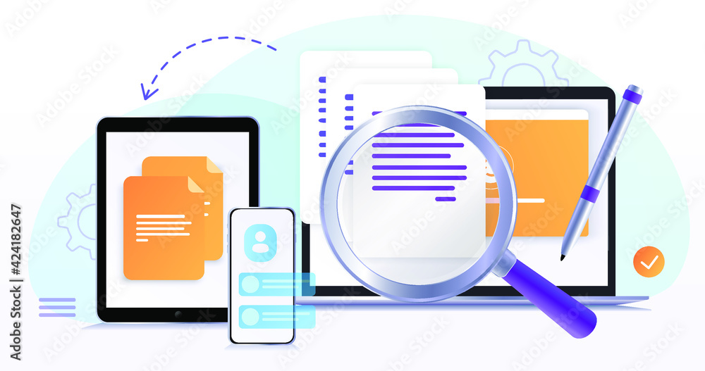Poster electronic contract or digital signature concept in vector illustration. signing an electronic contr