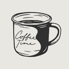 Coffee cup hand drawn illustration logo icon sketch doodle style