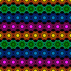 Psychedelic Seamless Ornament. Vector Psychedelic Seamless Tile. Vector Psychedelic Colorful Pattern.