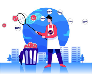Data collection and digital advertising illustration concept vector