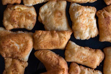 Donuts served on a table. Top view