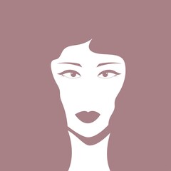 beautiful young girl, woman on a solid background. outline of a girl with a beautiful lush hairstyle