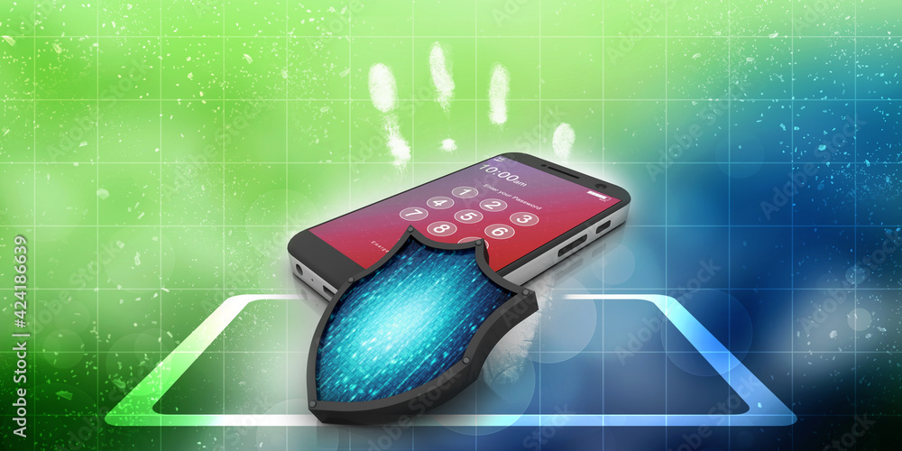 Poster 3d rendering transmitter mobile with shield