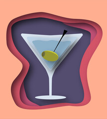 Illustration of classical coctail for postcards, invitations