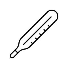 Obraz premium Simple monochrome medical thermometer icon outline style vector temperature measurement equipment