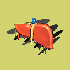 Image of human organs in the style of leaking paint. Liver. Images intended for art, medicine, and more.