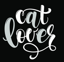 Cat lover handwritten sign. Modern brush lettering. Cute slogan about cat. Phrase for wall decor, poster design, postcard, t-shirt print or mug print. Meow power. Vector isolated illustration