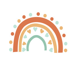 Cute colorful rainbow, fun cartoon icons design vector illustration for nursery prints, baby clothing, room decoration.
