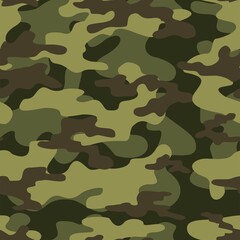 Fototapeta premium green Camouflage seamless pattern texture. Abstract modern vector military camo backgound. Fabric textile print template. Vector illustration.