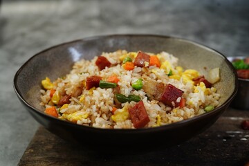 Homemade Spam Fried Rice selective focus